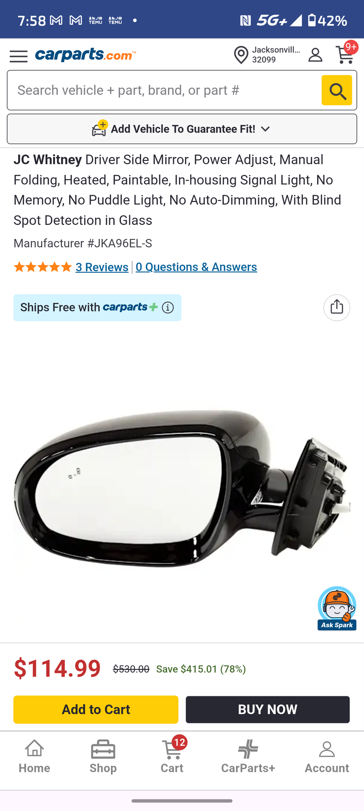 2016-2020 Kia Sorento Passenger Side Power View Mirror Assembly (Paint to Match) 🚘🪞
