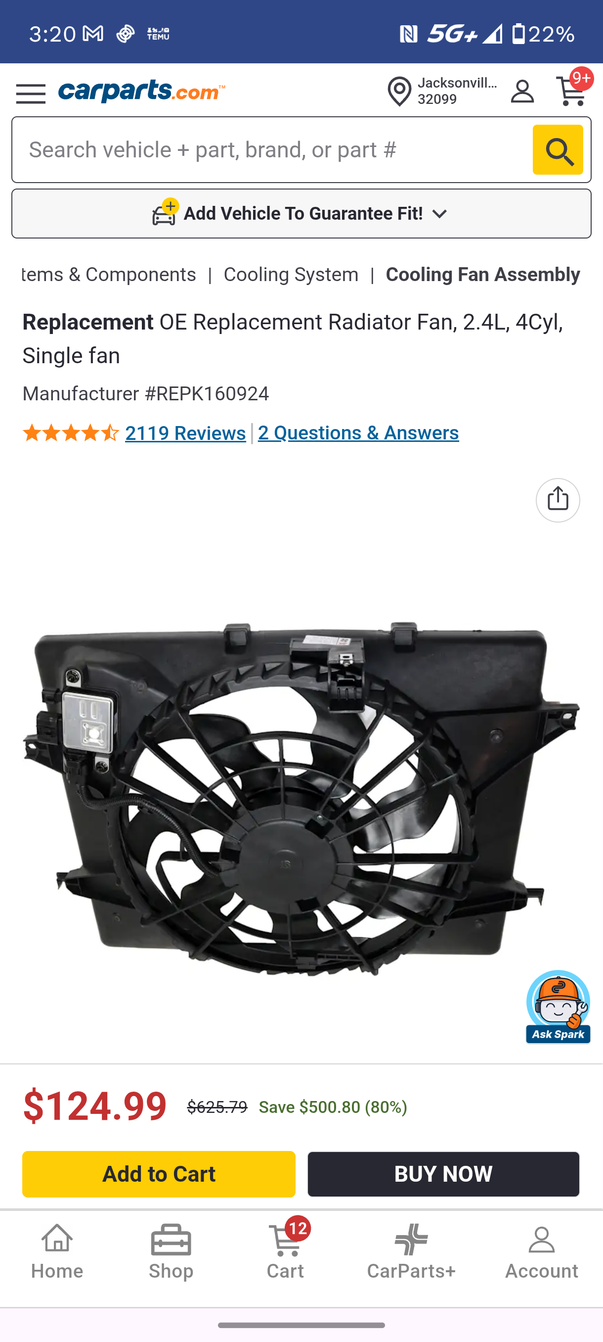 2011-2013 Kia Optima / Hyundai Sonata 2.4L Engine Cooling Radiator Fan Assembly (REPK160924) 🚗❄️