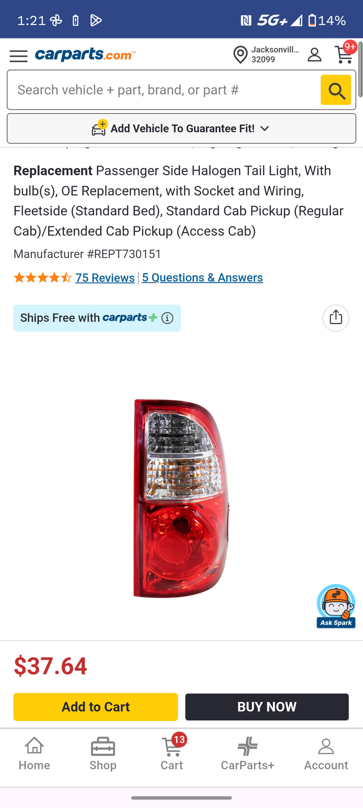 2005-2006 Toyota Tundra Passenger Side Halogen Tail Light Assembly w/ Bulbs & Harness (Part # REPT730151) 🛻🚨