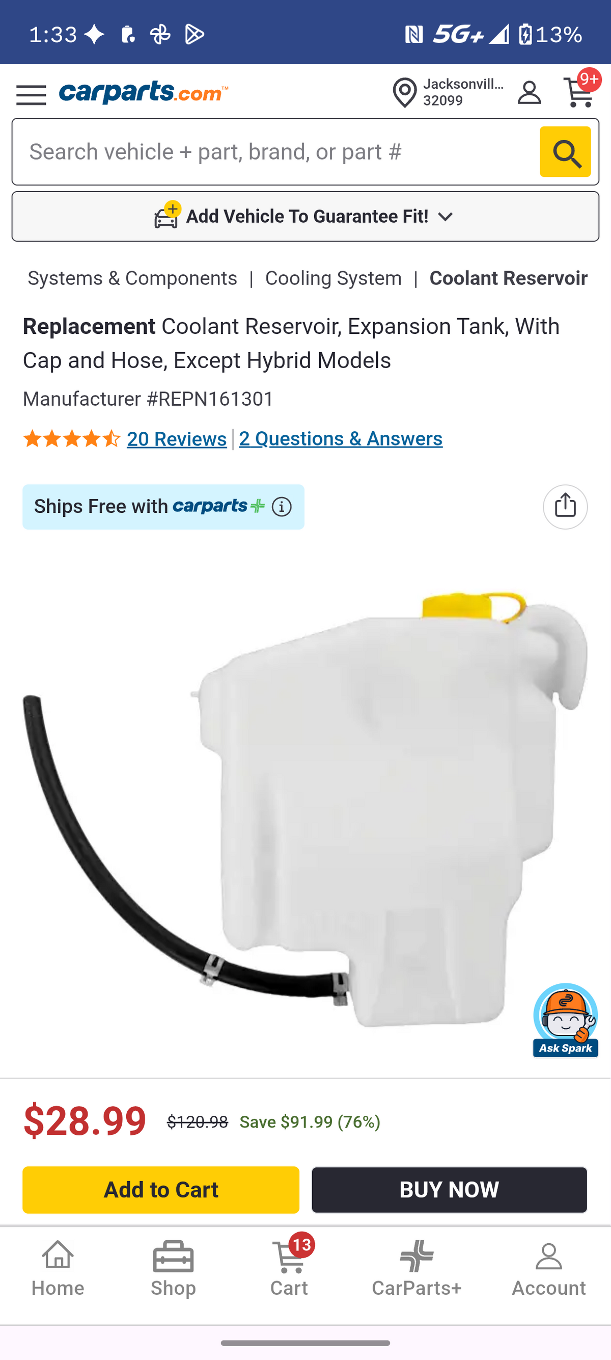 2007-2018 Nissan Altima / Maxima Coolant Reservoir Expansion Tank w/ Cap & Hose (REPN161301) 🚗🧪