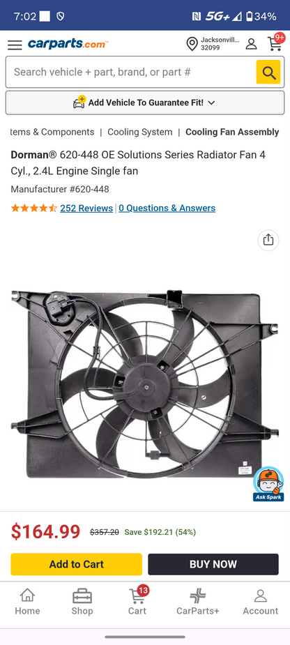 2011-2013 Kia Optima / Hyundai Sonata Hybrid 2.4L Radiator Cooling Fan Assembly 🚘⚙️
