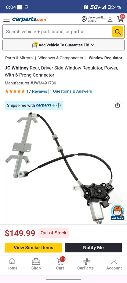 2002-2018 Mercedes-Benz G-Class G500 G55 G550 G63 G65 AMG Rear Driver Side Power Window Regulator & Motor 🪟🚗