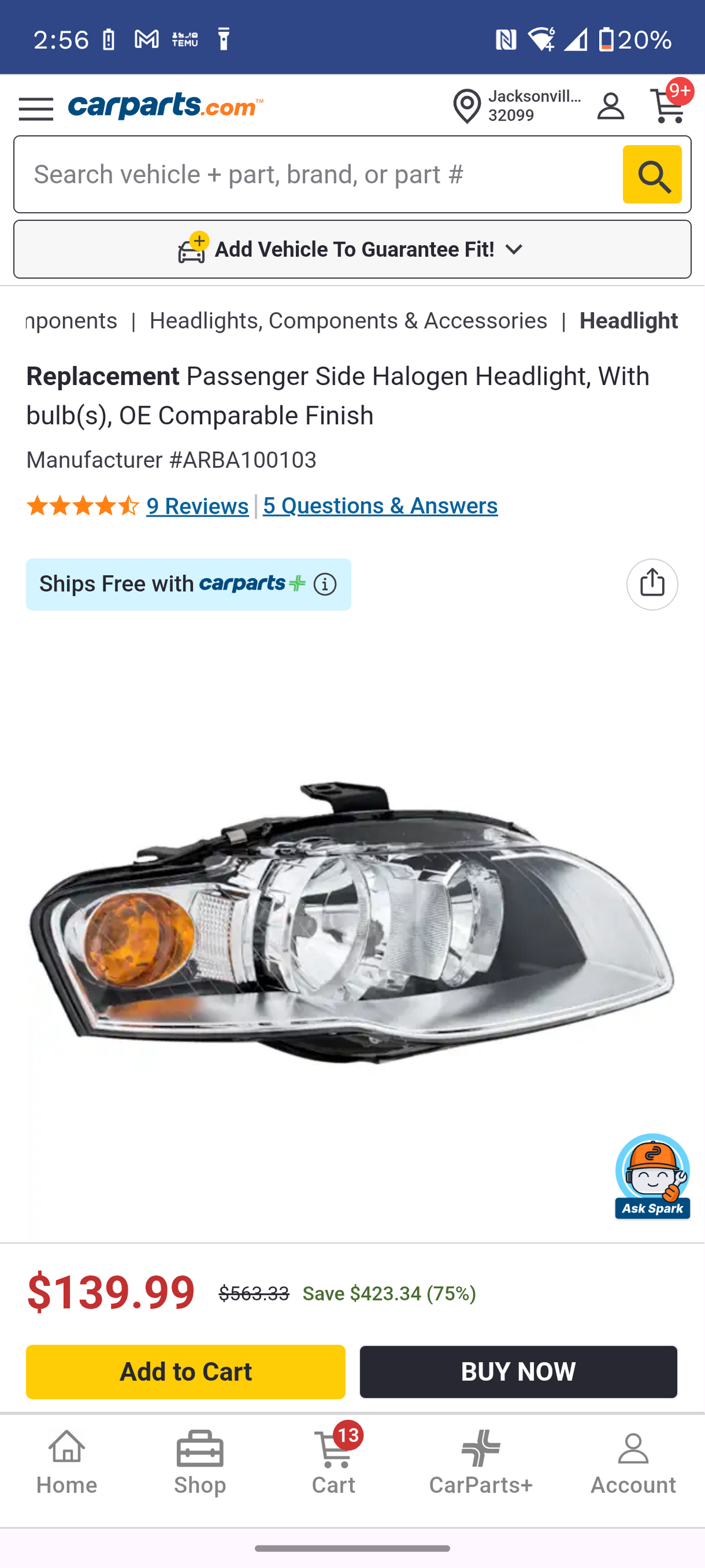 2005–2009 Audi A4 Passenger Side Halogen Headlight 🛠️🚗