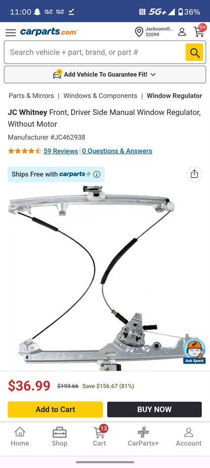 1999-2006 Chevy Silverado GMC Sierra Front Driver Side Manual Window Regulator 🛻⚙️