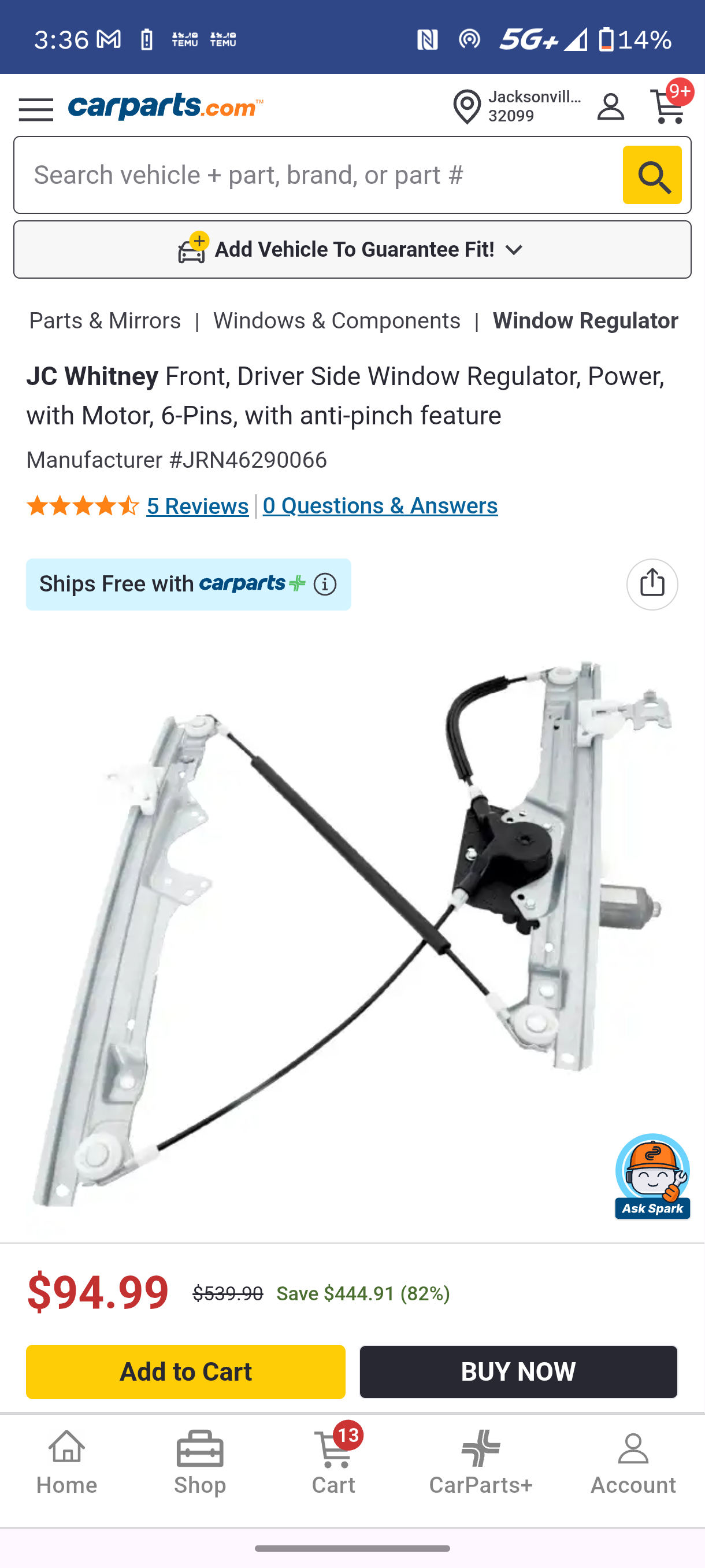 2007–2012 Nissan Sentra Front Driver Side Power Window Regulator 🛠️🚗