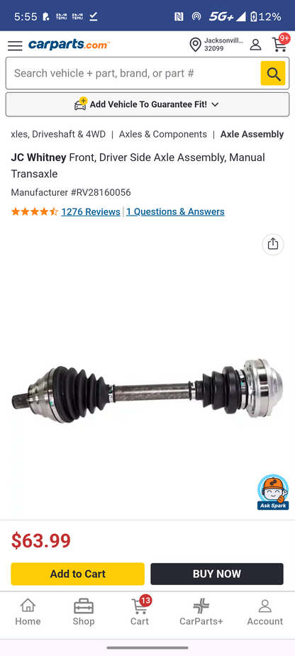 2005-2014 Audi A3 VW Jetta Golf Front Driver Side CV Axle Assembly 🚗⚙️