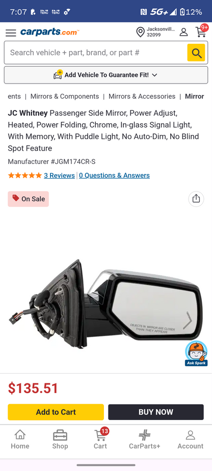 2007–2014 Chevy Silverado & GMC Sierra Passenger Side Power Folding Mirror 🛠️🚗