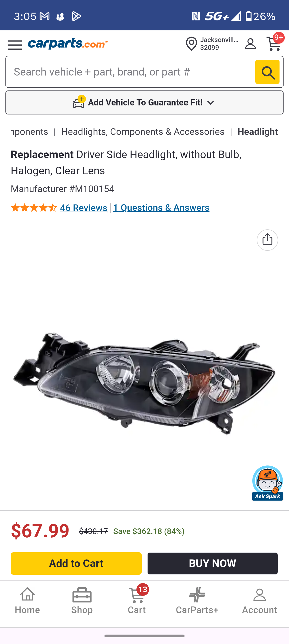 2004-2009 Mazda 3 Driver Side Halogen Headlight Assembly Clear Lens 🚗💡
