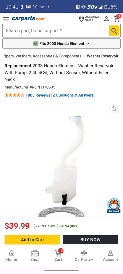 2003–2011 Honda Element Windshield Washer Reservoir Tank 🛠️🚗
