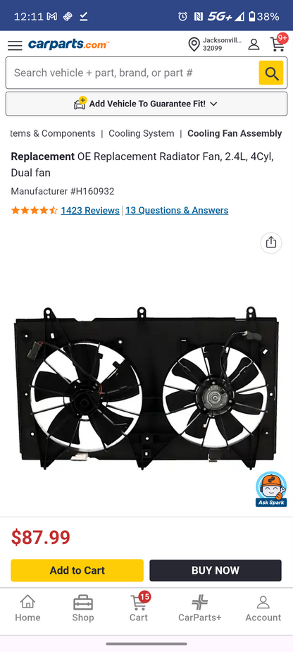 2003-2007 Honda Accord 2.4L Engine Dual Radiator Cooling Fan Assembly 🛻💡