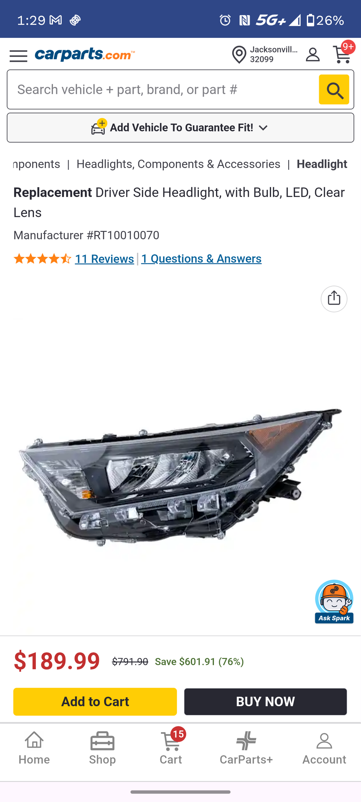 2019-2021 Toyota RAV4 Driver Side LED Headlight 🛻💡