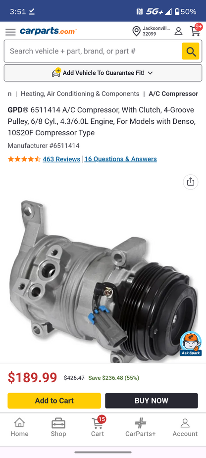 2000-2014 Chevy Silverado Tahoe Suburban GMC Sierra Yukon 4.3L 4.8L 5.3L 6.0L A/C Compressor w/ Clutch 🛻❄️