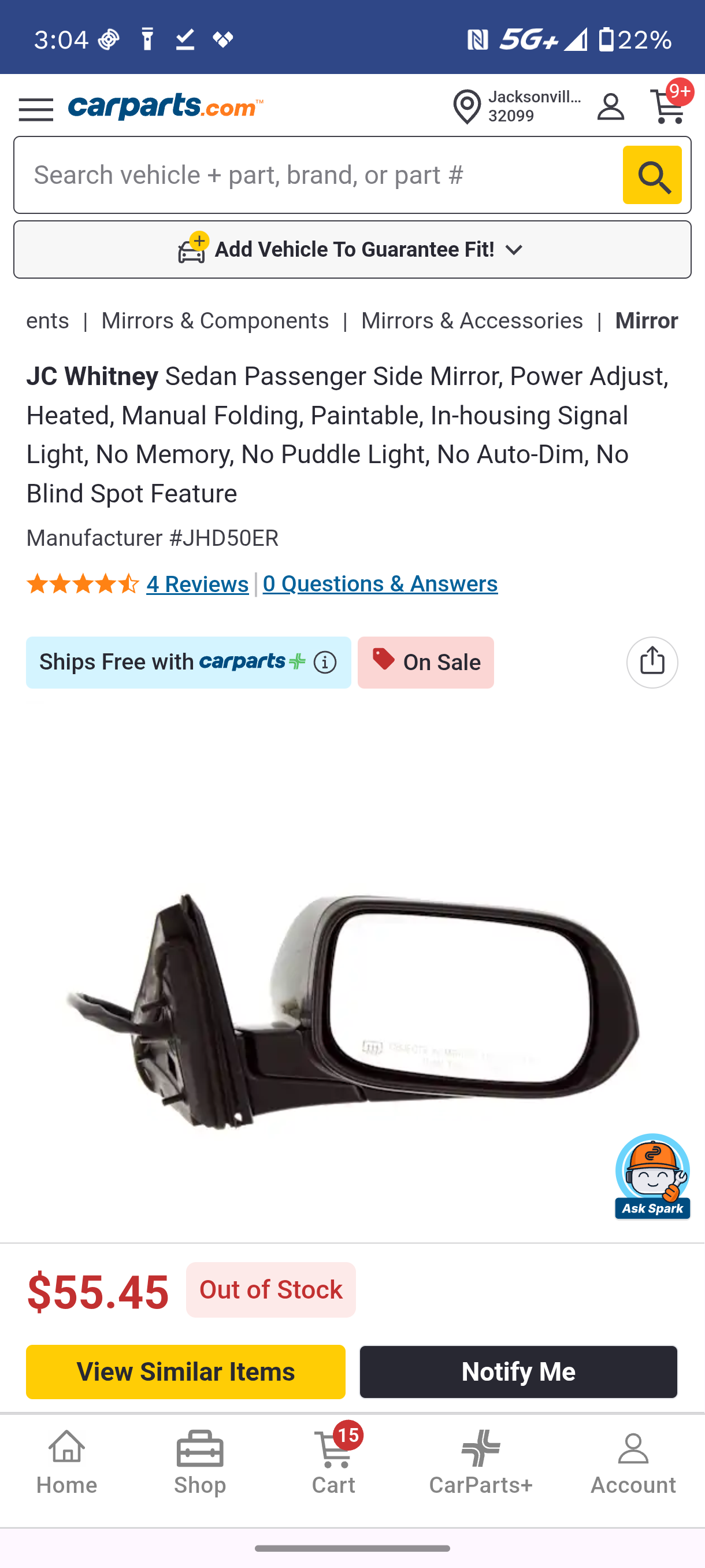 2006 Honda Accord Sedan Passenger Side Power Heated Door Mirror w/ Signal Light RH 🚘🪞