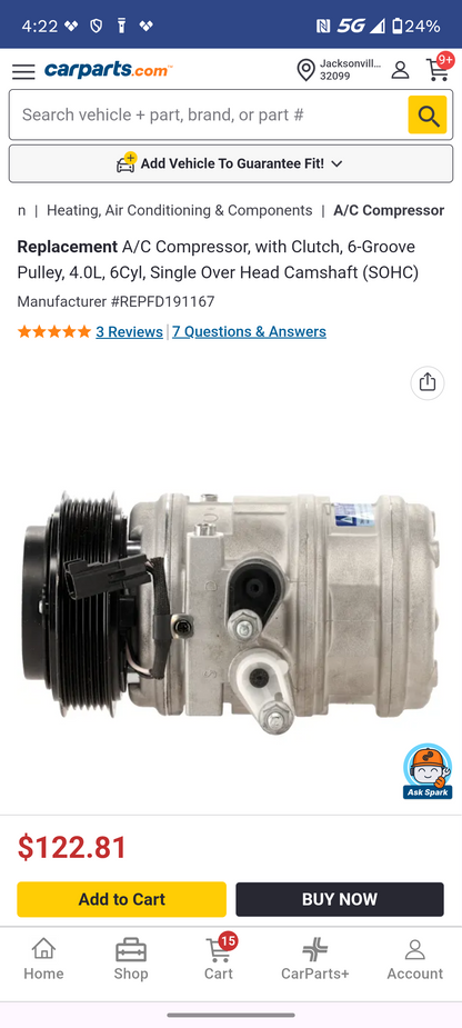 2006-2010 Ford Explorer Explorer Sport Trac Mercury Mountaineer 4.0L V6 A/C Compressor with Clutch 🚘❄️