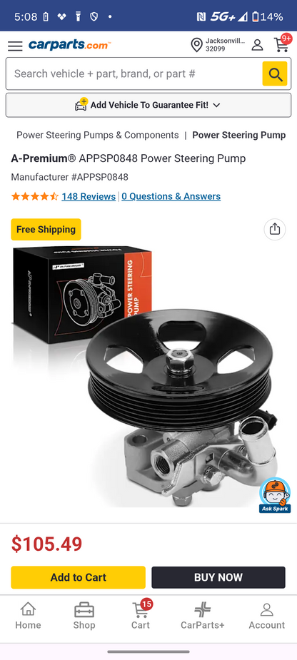 2007-2009 Kia Optima 2007-2008 Rondo 2.4L Power Steering Pump w/ Pulley 🚘🛞