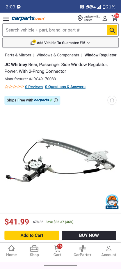 2004-2008 Chevrolet Aveo Rear Passenger Right Side Power Window Regulator with Motor 🚘⚡