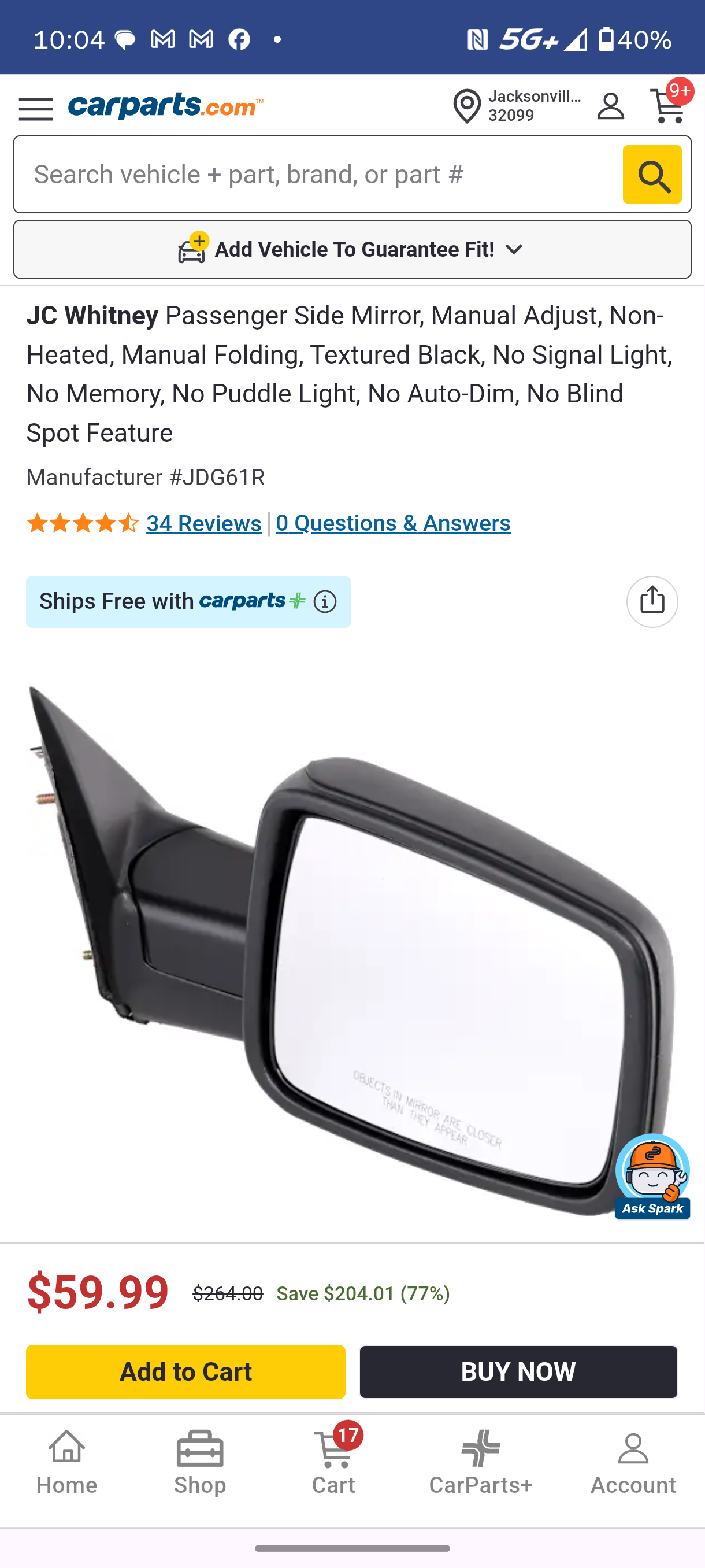 2009-2012 Dodge Ram 1500 / 2500 Passenger Right Side View Mirror 🛻🪞