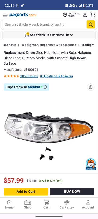 2000 & 2005 Buick LeSabre Custom Driver Left Side Headlight Assembly 🚘💡