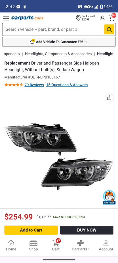 2009-2011 BMW 3 Series Driver & Passenger Side Halogen Headlights Set (E90 / E91 LCI) 🚘💡