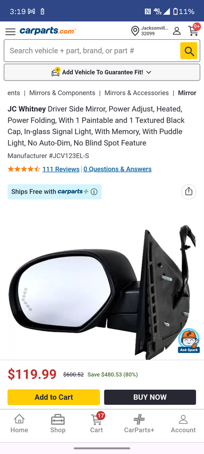 2007-2014 Chevy Silverado Suburban Tahoe Avalanche / GMC Sierra Yukon Driver Left Side Power Folding Mirror 🚘🪞
