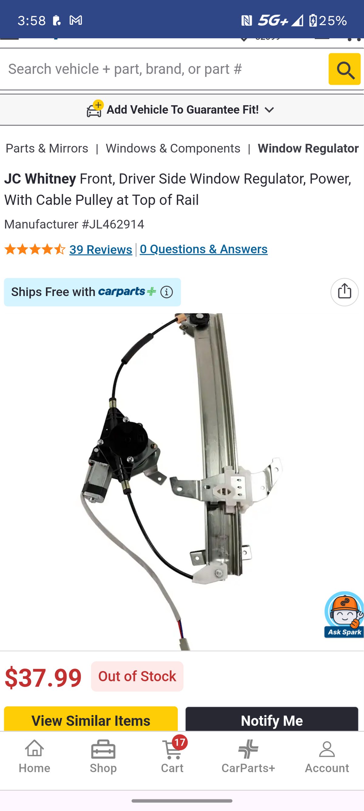 1992-1997 Lincoln Town Car / Ford Crown Victoria / Mercury Grand Marquis Front Driver Left Side Power Window Regulator & Motor Assembly 🚗⚡
