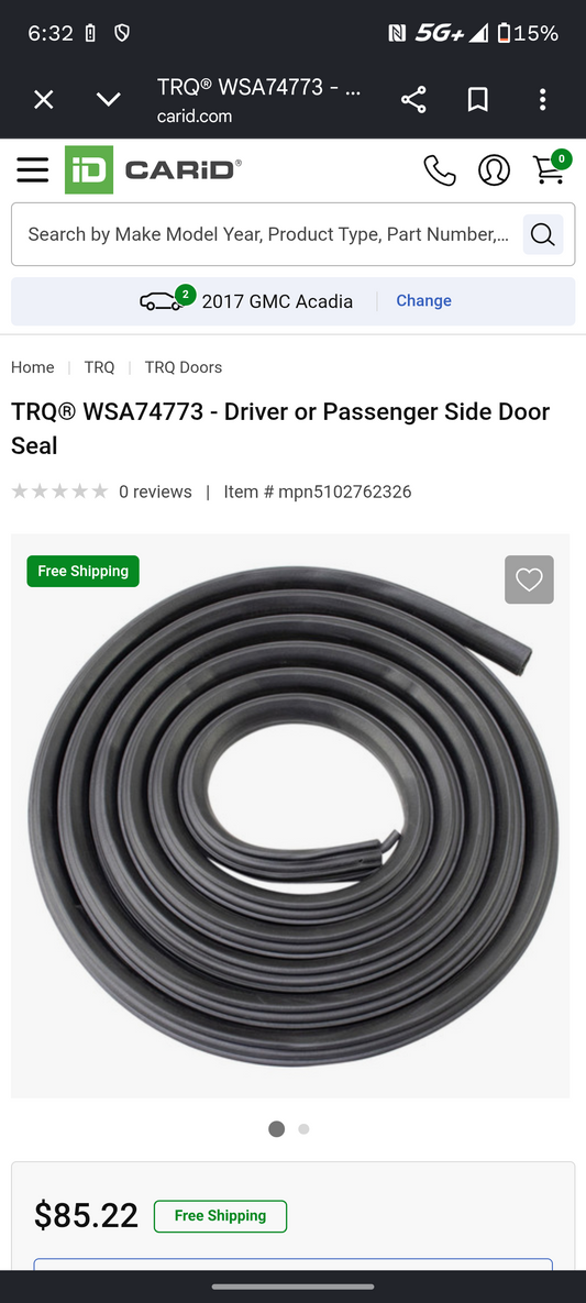 2007-2014 Chevy Silverado / GMC Sierra Driver or Passenger Side Door Seal 🚗💨