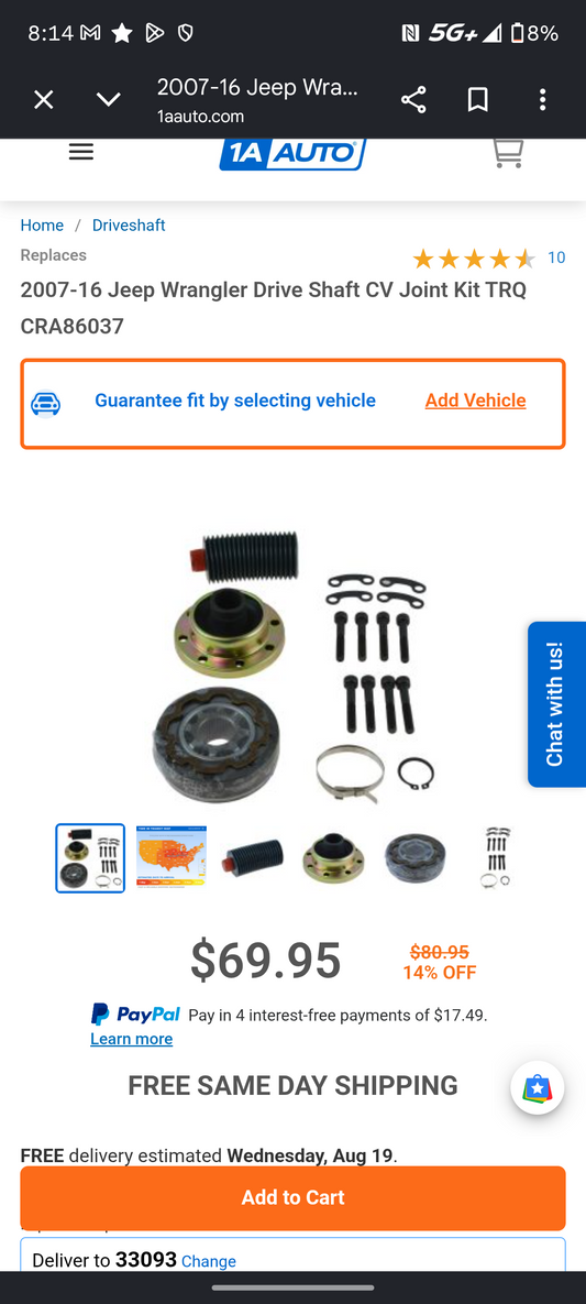 2007-2016 Jeep Wrangler JK Drive Shaft CV Joint Repair Kit 🚙🔧