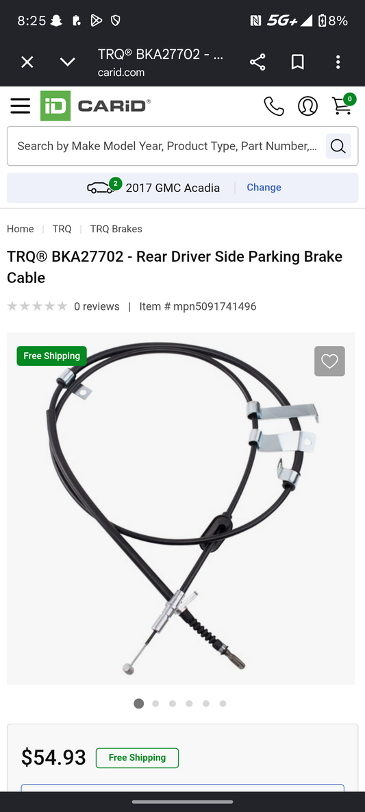 2008-2013 Honda Accord Sedan Rear Driver Side Parking Brake Cable 🛑🅿️
