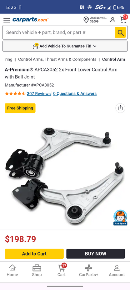 2013-2020 Ford Fusion & 2013-2020 Lincoln MKZ Front Driver & Passenger Side Lower Control Arm Pair with Ball Joints (LH & RH Set) 🚘🔩