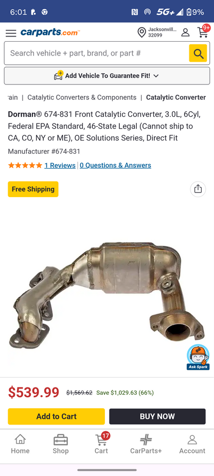 2001-2008 Ford Escape, Mazda Tribute & Mercury Mariner Front Catalytic Converter & Exhaust Manifold Assembly (3.0L V6) 🚘🔩