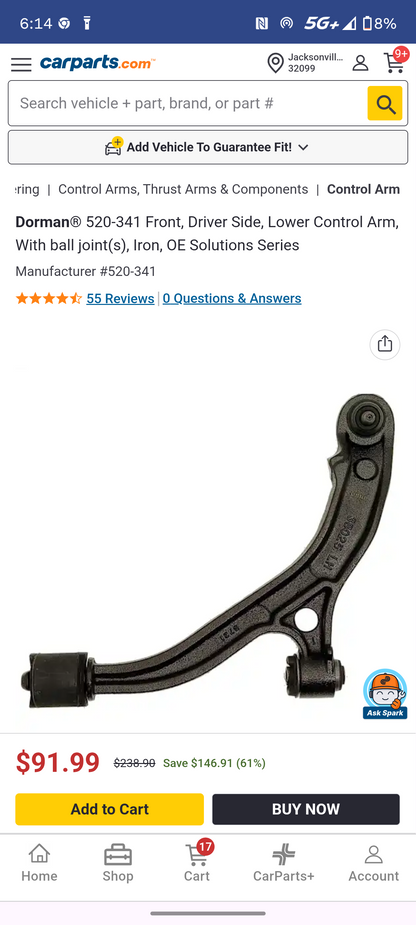2001-2007 Chrysler Town & Country, Dodge Caravan & Grand Caravan Front Driver Side Lower Control Arm with Ball Joint 🚘🔩