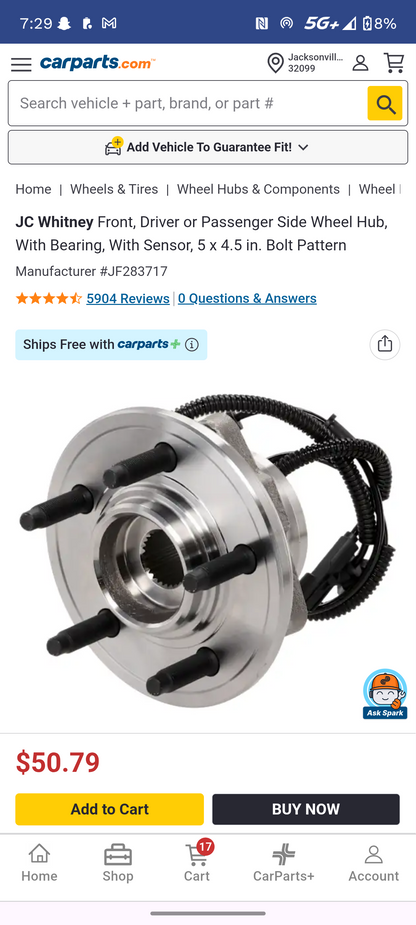 2002-2005 Ford Explorer, Mercury Mountaineer & Lincoln Aviator Front Wheel Bearing & Hub Assembly with ABS Sensor (5 Lug, 4WD / AWD) 🚘🔩