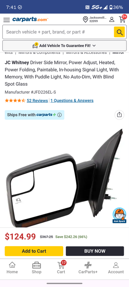 2011-2014 Ford F-150 Driver Side Power Folding Heated Mirror Assembly (Paint to Match) 🚘🔩