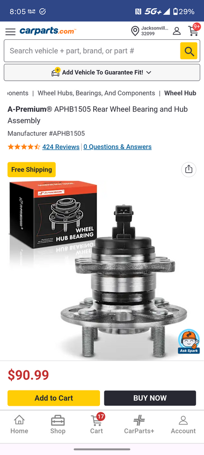 2018-2022 Kia Rio & Hyundai Accent Rear Wheel Bearing & Hub Assembly with ABS Sensor (4 Lug) 🚘🛞