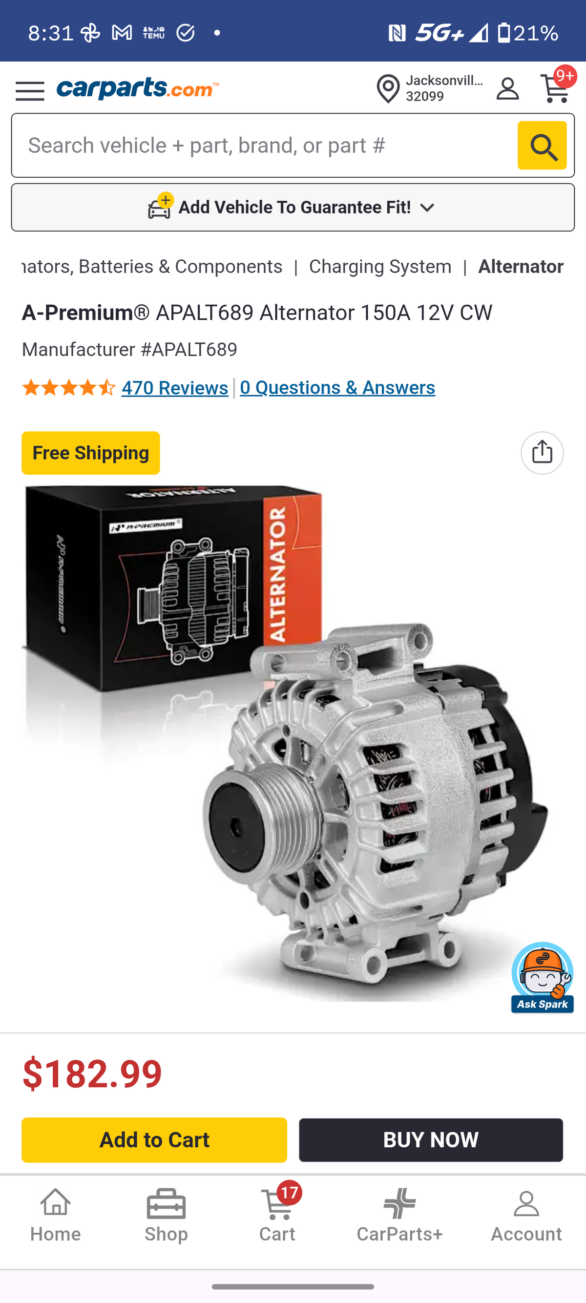 2008-2014 Volkswagen & Audi 2.0L / 1.8L Models Alternator 150A 12V CW ⚡🔋