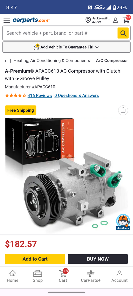 2012–2018 Kia Optima & 2012–2014 Hyundai Sonata A/C Compressor with Clutch (6-Groove Pulley) ❄️🚗