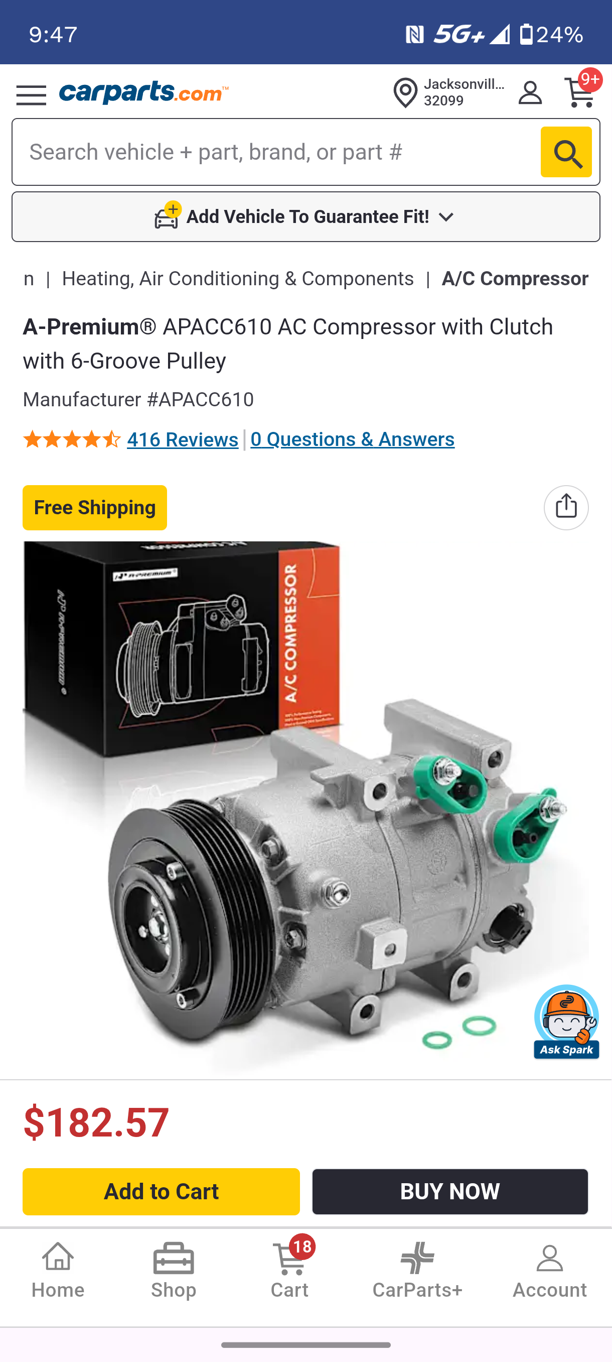 2012–2018 Kia Optima & 2012–2014 Hyundai Sonata A/C Compressor with Clutch (6-Groove Pulley) ❄️🚗