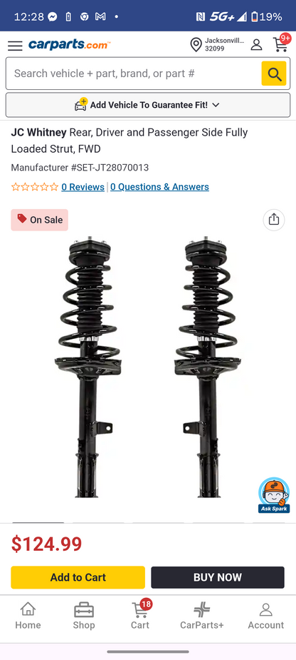 2008-2013 Toyota Highlander (FWD) Rear Driver & Passenger Side Complete Loaded Strut Assemblies Set 🚘🔧