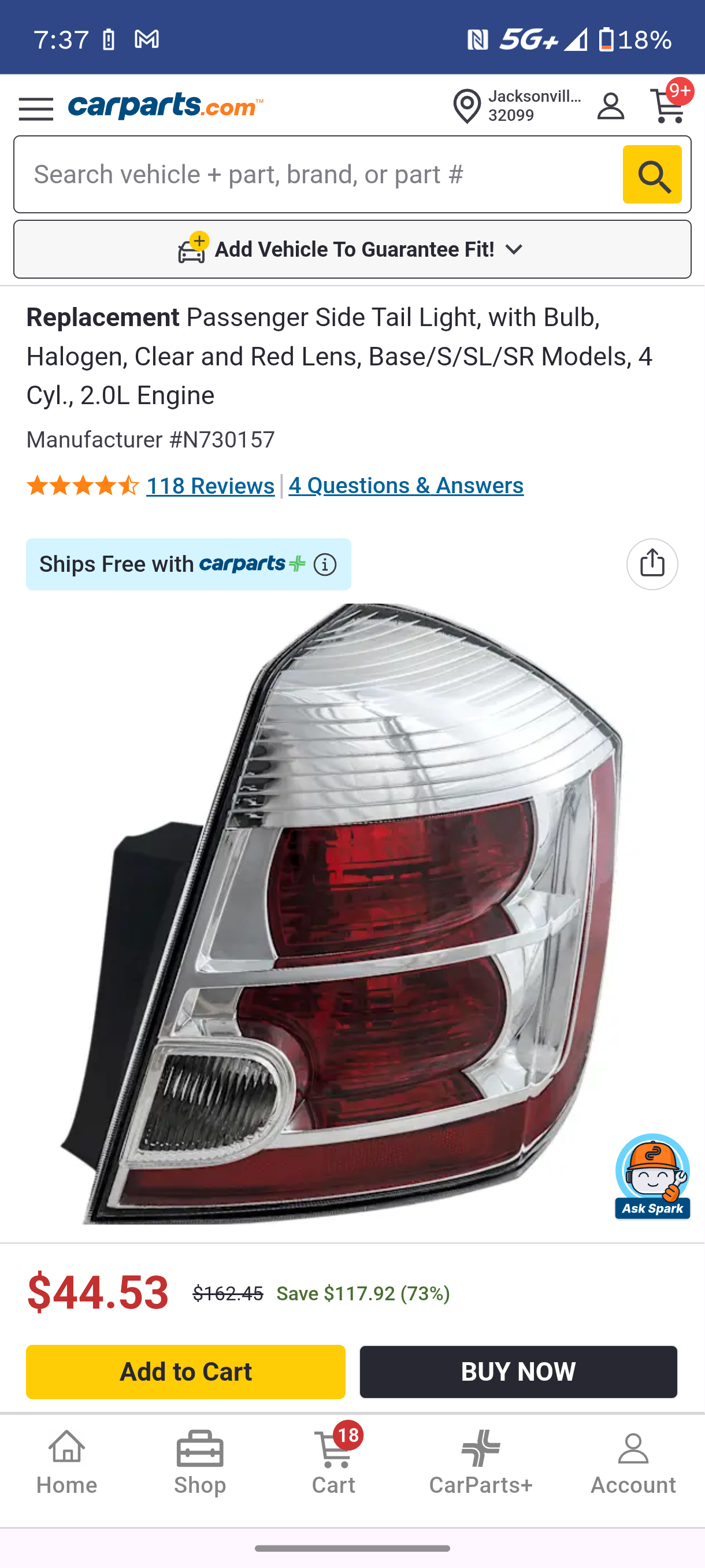 2007–2009 Nissan Sentra Passenger Side Tail Light Assembly (2.0L Models) 🚘💡