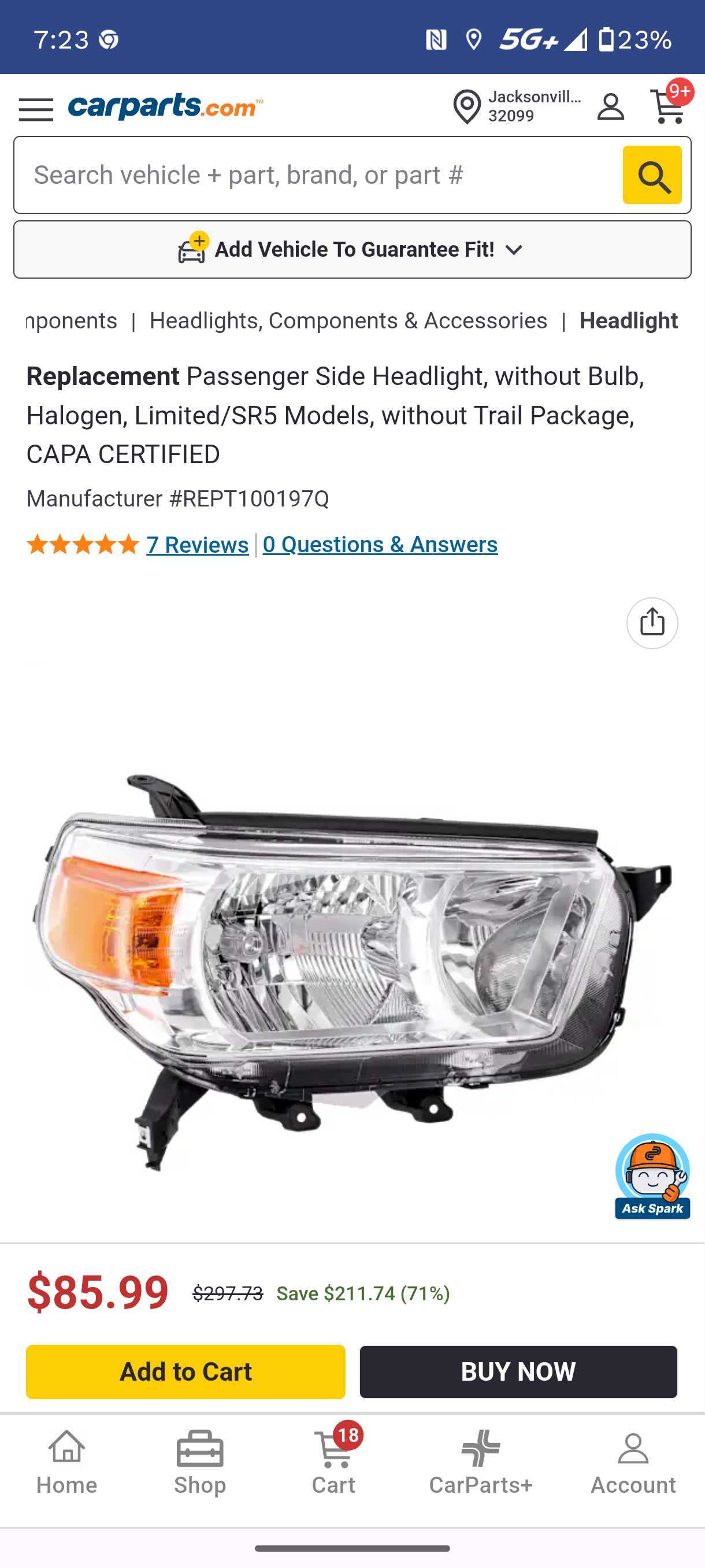 2010–2013 Toyota 4Runner Passenger Side Halogen Headlight Assembly (SR5 / Limited Models, CAPA Certified) 🚘💡