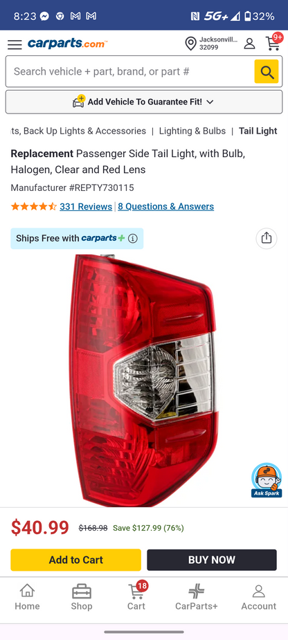 2014–2021 Toyota Tundra Passenger Side Halogen Tail Light Assembly 🚘🏮