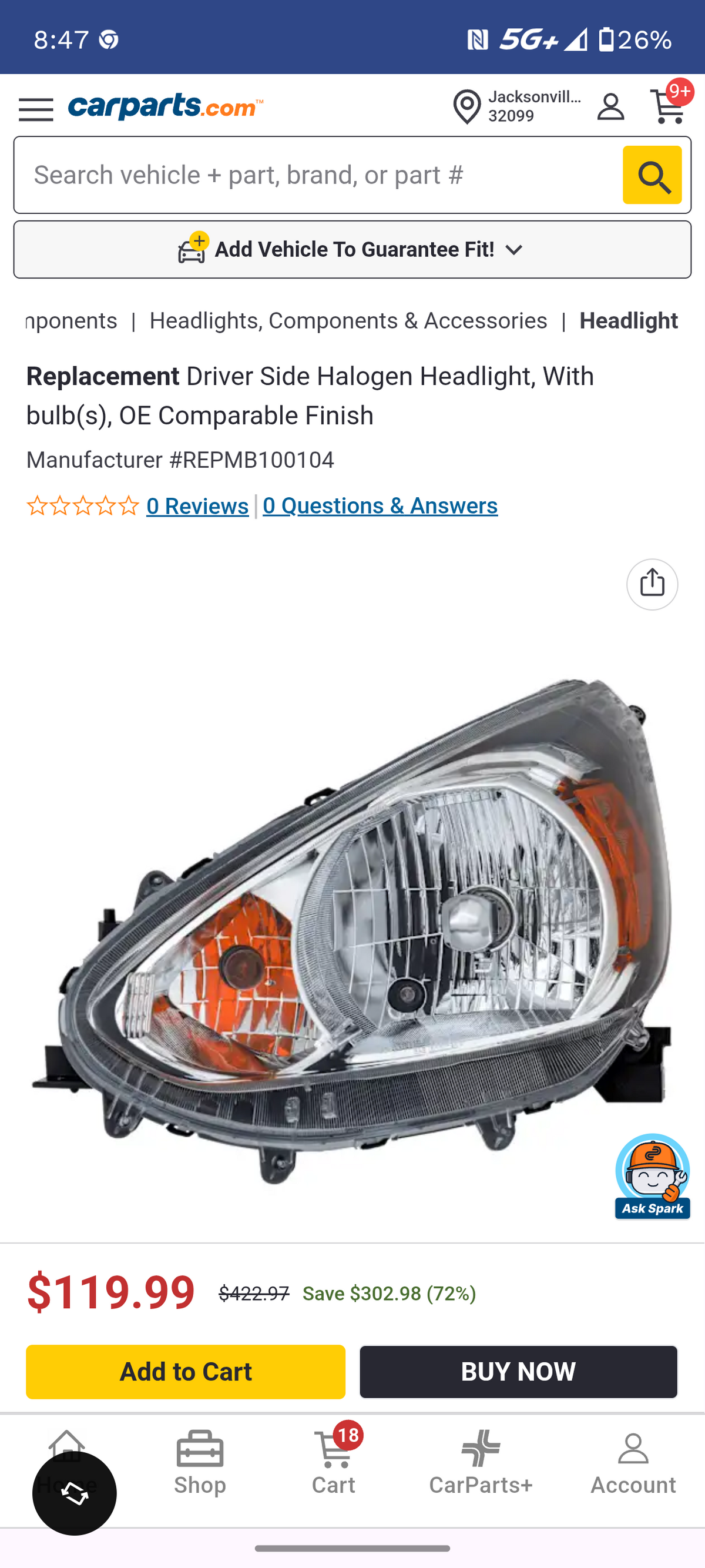 2014–2020 Mitsubishi Mirage Driver Side Halogen Headlight Assembly 🚘💡