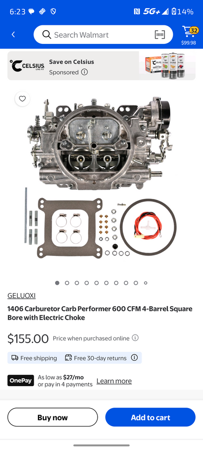 1406 4-Barrel 600 CFM Square Bore Carburetor (Electric Choke) 🚘⚙️