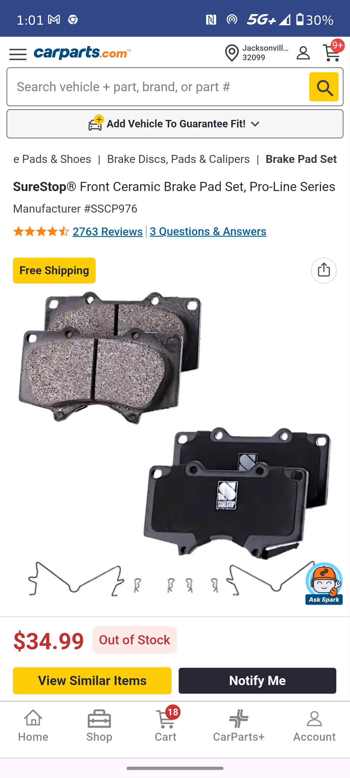 2003–2023 Toyota 4Runner / Tacoma / Tundra / Lexus GX SureStop® Front Ceramic Brake Pad Set, Pro-Line Series 🚘🛑