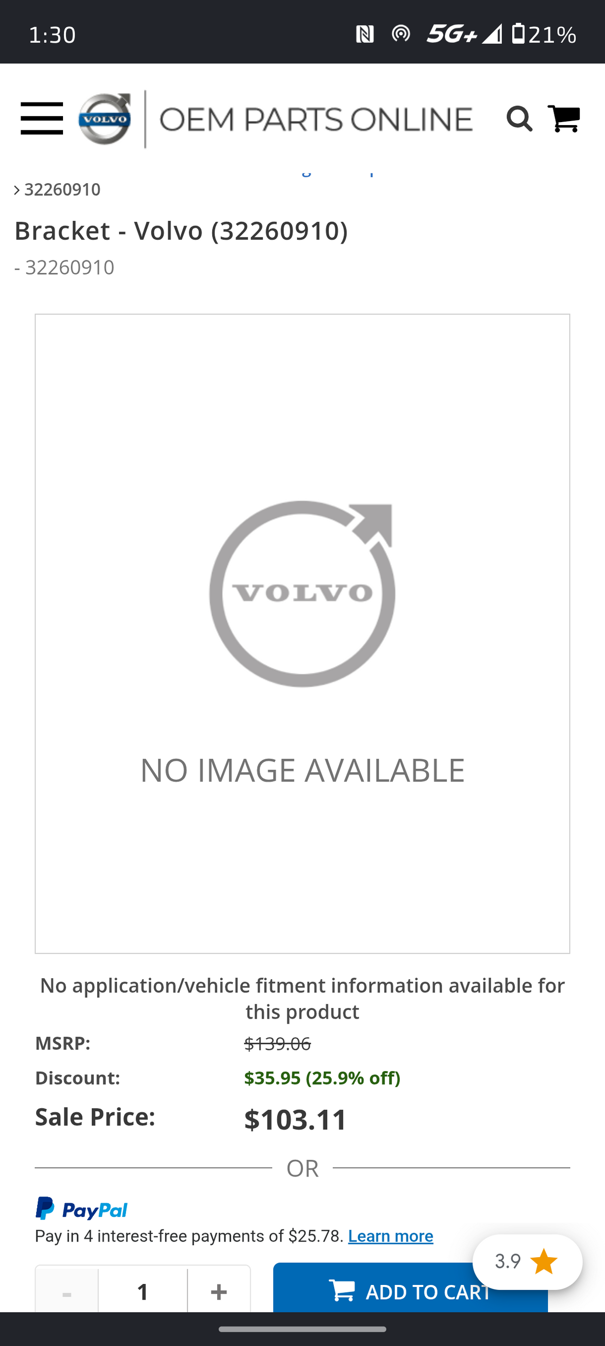 Volvo Genuine Chassis Headliner Bracket 🚘🛠️