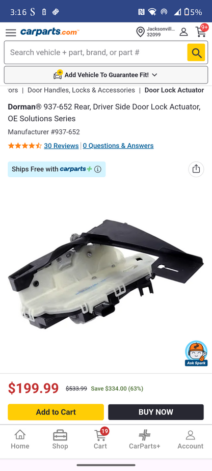 2008–2012 Ford Escape / Mercury Mariner Rear Driver Side Door Lock Actuator Assembly (Dorman OE Solutions 937-652) 🚘⚡