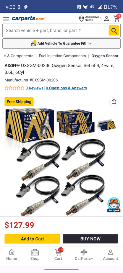 2018-2023 Buick Enclave / Chevy Traverse / GMC Acadia 3.6L V6 Oxygen (O2) Sensor Set (Set of 4) 🚙⚡