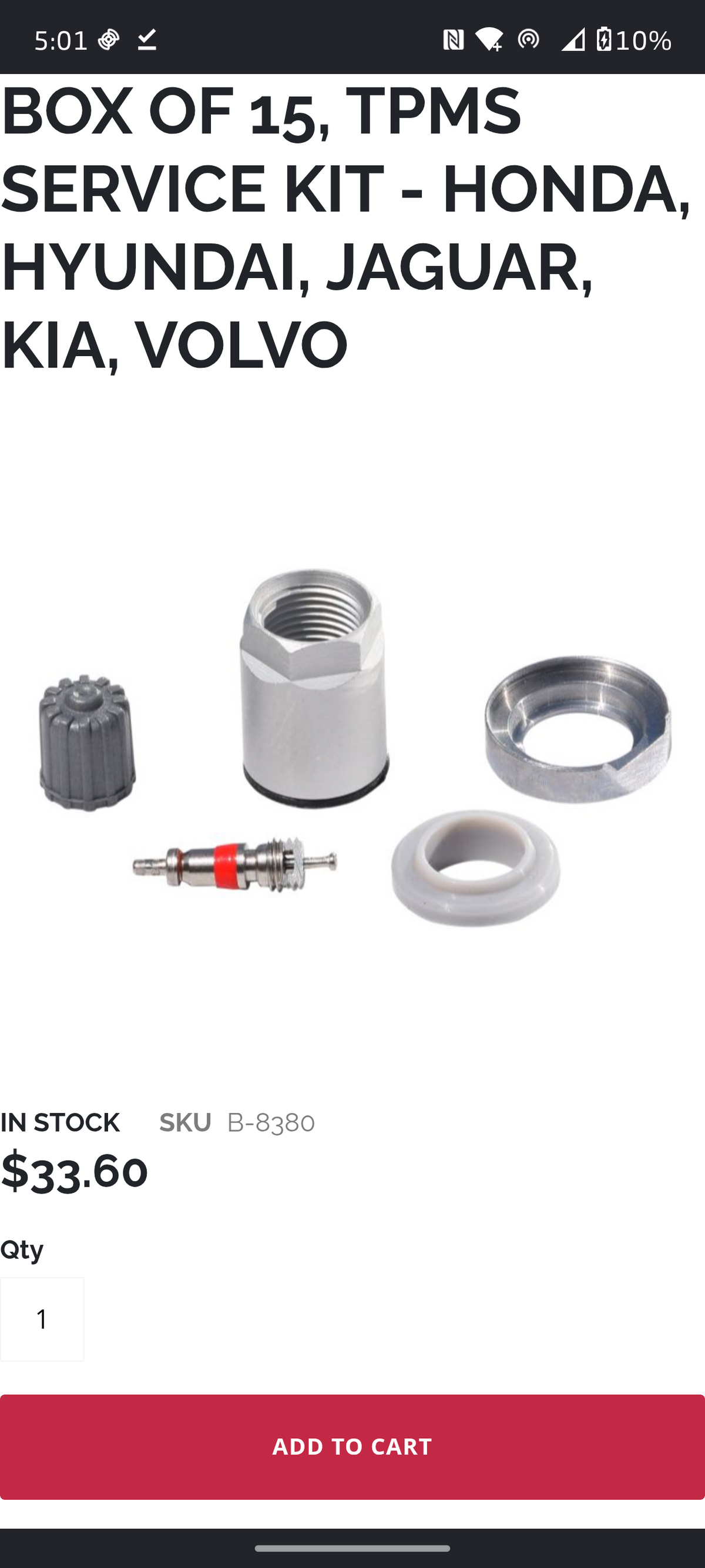 Box of 15 TPMS Tire Sensor Service Kits (Bartec B-8380) 🛞⚙️Box of 15 TPMS Tire Sensor Service Kits (Bartec B-8380) 🛞⚙️