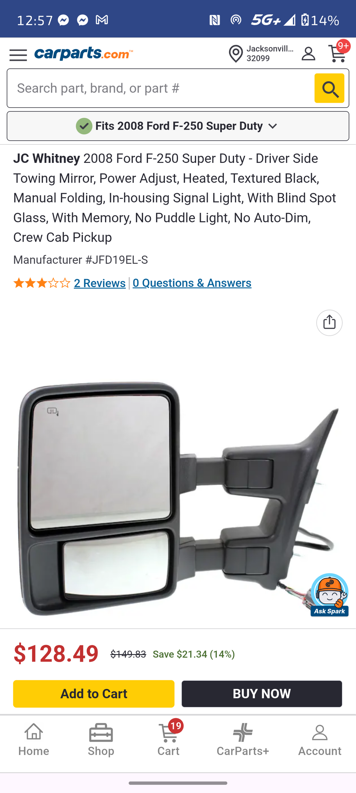 2008–2016 Ford F-250 / F-350 / F-450 / F-550 Super Duty Driver Side Towing Mirror 🚘⚡