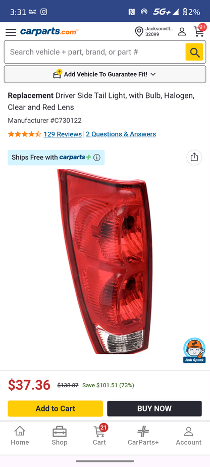 2007–2014 Chevrolet Suburban / Tahoe & GMC Yukon Driver Side Halogen Tail Light 🚨